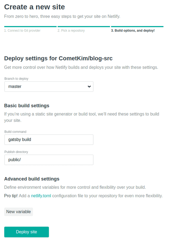 Create Netlify Site - Config